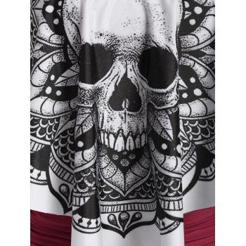 Buy Gothic Swimsuit Skull Flower Print Crisscross Tummy Control Tankini Swimwear. Picture