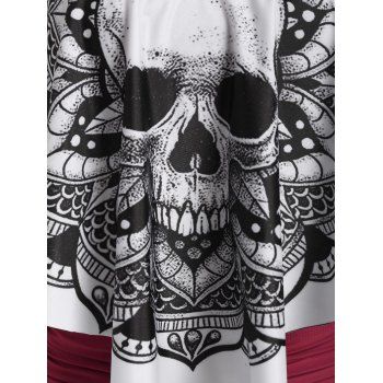 Tummy Control Tankini Swimwear Gothic Swimsuit Skull Flower Print Crisscross Summer Beach Bathing Suit