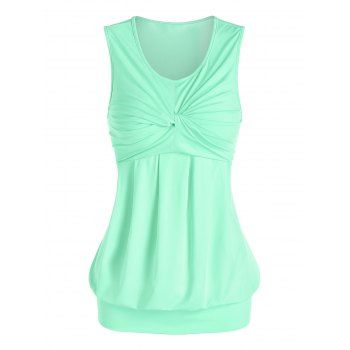 Twist Front Blouson Tank Top, Light green