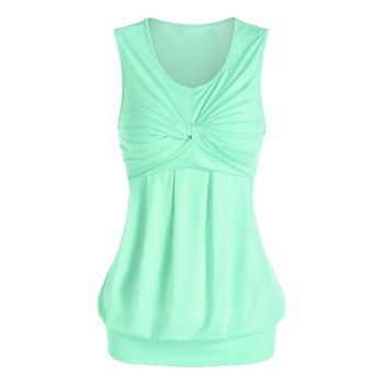 

Twist Front Blouson Tank Top, Light green