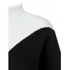 Plus Size Bicolor Two Tone Mock Neck Sweater - BLACK 4X