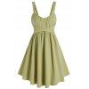 Robe Evasée Longueur à Genou Croisée à Volants à Taille Haute - Vert clair XL