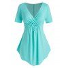 T-shirt Plissé Croisé de Grande Taille - Bleu clair 1X