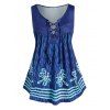 Débardeur à Imprimé Papillon avec Lacets Grande-Taille - Bleu 3X