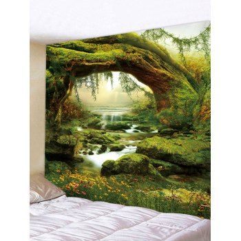 

Tree Brook 3D Print Wall Tapestry, Fern green