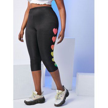 

Plus Size Valentine Heart Print Cropped Leggings, Black