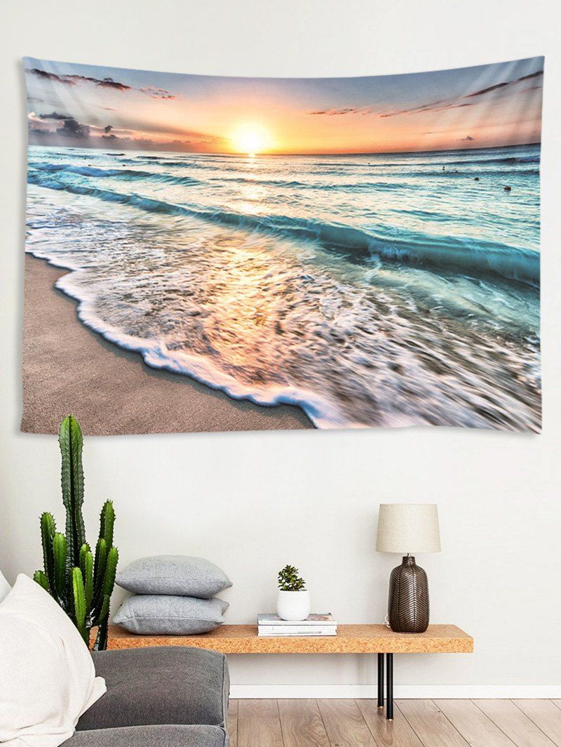 [26% OFF] 2021 Sunset Beach 3D Print Wall Tapestry In Multicolor ...