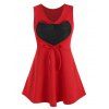 Plus Size Valentine Heart Lace Insert Tied Tank Top - RED L