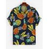 Chemise à Imprimé Feuille Tropicale à Manches Courtes - Bleu profond L