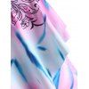 Plus Size Tie Dye Straps Criss Cross Cinched Tankini Swimwear - LIGHT PURPLE 5X