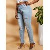 Ladder Ripped Mid Rise Plus Size Skinny Jeans - LIGHT BLUE 2XL