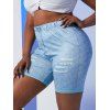 Legging Court Déchiré à Imprimé 3D Jean de Grande Taille - Bleu clair 2X