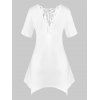 T-Shirt Mouchoir avec Lacets et à Imprimé Floral Grande-Taille - Blanc 5X