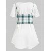 Plus Size Bowknot Plaid Crop Top and Tunic Tee Set - GREEN 5X