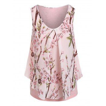 

Floral Print Popover Chiffon Tank Top, Multicolor