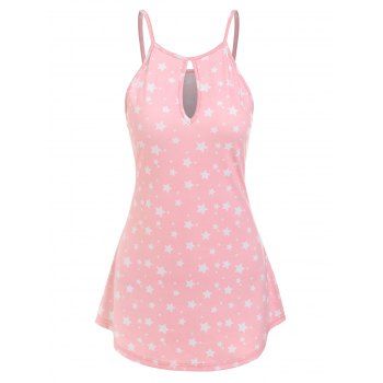 

Stars Pattern Keyhole Cami Tank Top, Light pink