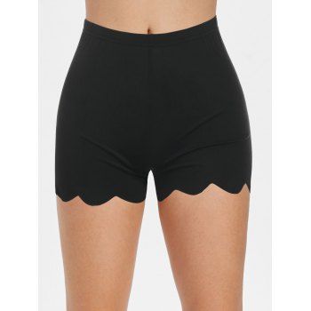 

Scalloped Skinny Mini Shorts, Black