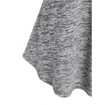 Plus Size Space Dye Print Curved Hem Bowknot T-shirt
