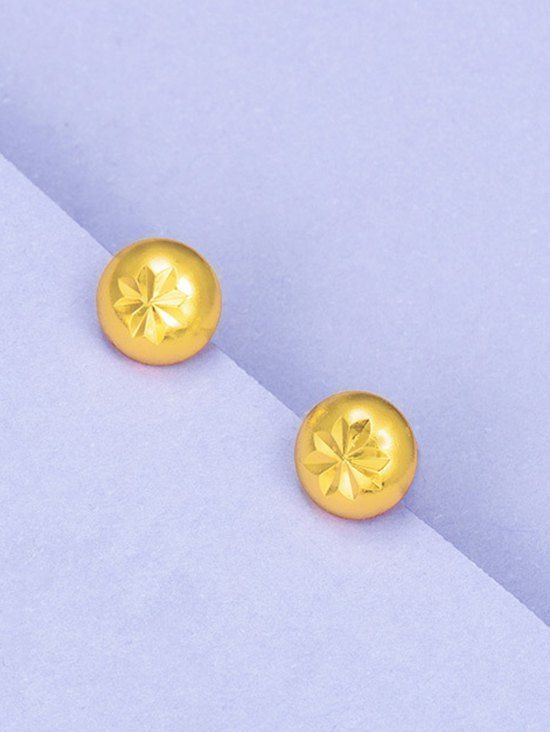 Boucles D'Oreilles en Or Plaqué Motif Floral Style Rétro - d'or 