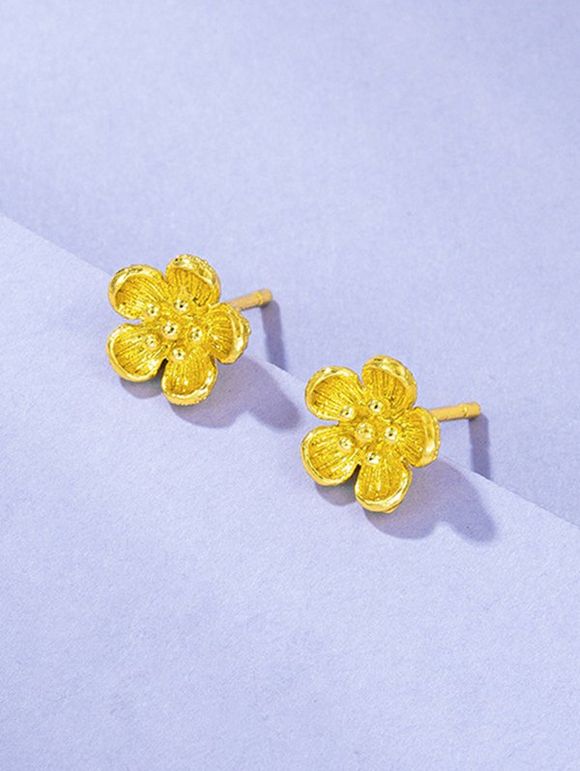 Boucles D'Oreilles en Forme de Fleur en Or Plaqué Style Rétro - d'or 