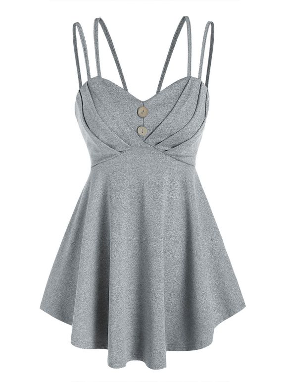 Débardeur Plissé à Bretelle à Taille Empire - Gris XXXL