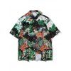 Tiger Plant Mushroom Print Beach Shirt - MEDIUM SEA GREEN 2XL