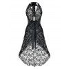 Robe Nuisette Dos-Nu en Dentelle Style Haut-Bas Grande-Taille - Noir L