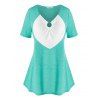 Plus Size O Ring Cinched Two Tone Tee - LIGHT GREEN 5X