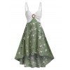 Robe Mi-Longue d'Eté Haute Basse Fleurie Bague en O - Vert profond XXL