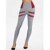 Legging Chiné Embelli de Zip à Taille Elastique - Rouge foncé M