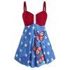 Ensemble de Tankini Matelassé à Imprimé Drapeau Américain et Papillon de Grande Taille - multicolor 4X