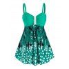 Ensemble de Tankini Rembourré à Imprimé Cachemire de Grande Taille à Pois - Vert 3X