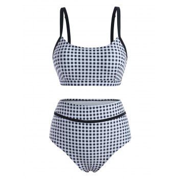 

Gingham High Waisted Tank Bikini Swimwear, Black