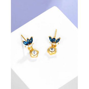 

Flower Shape Zircon Inlaid Stud Earrings, Golden