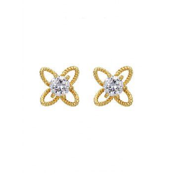 

Hollow Floral Shape Rhinestone Stud Earrings, Golden