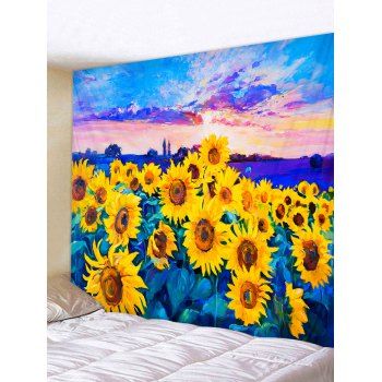 

Oil Painting Sunflower Pattern Wall Tapestry, Bright yellow