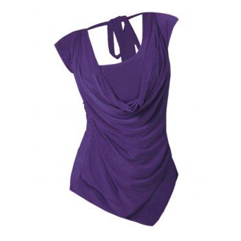 

Plus Size Cowl Front Ruched Tie Sleeveless Tee, Concord