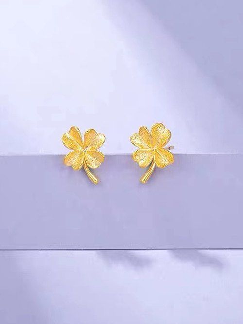 Boucles D'Oreilles Clous en Forme de Trèfle en Or Plaqué - d'or 