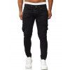 Pantalon de Jogging Cargo à Ourlet Plissé à Cordon - Noir L