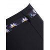 Daisy Floral Print Swimsuit Ruffle Underwire Belted Push Up Halter Bikini Swimwear - BLACK L