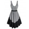 Colorblock Ruched Knee Length Dress - GRAY XXL