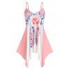 Haut Mouchoir à Bretelle à Imprimé Fleur et Plume de Grande Taille - Rose clair 3X