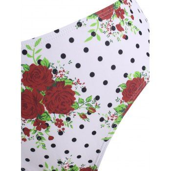 Polka Dot Flower One Shoulder Ruffle Bikini Swimwear