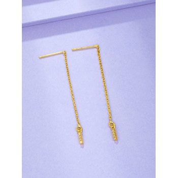 

Zircon Inlaid Golden Linear Drop Earrings