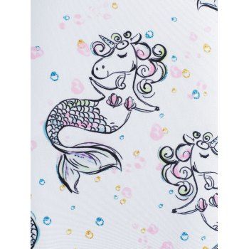Strappy Unicorn Mermaid Print Criss-cross Bikini Set