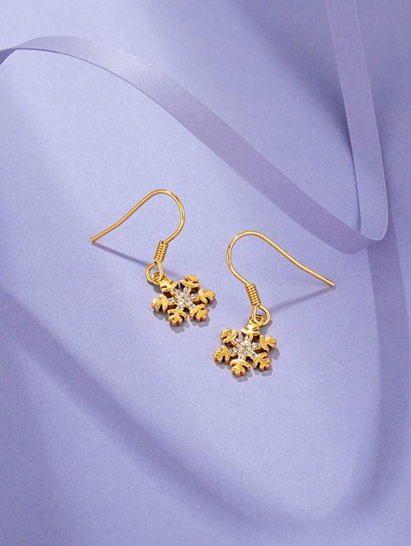Boucles D'Oreilles Pendantes en Forme de Flocon de Neige en Or Plaqué - d'or 