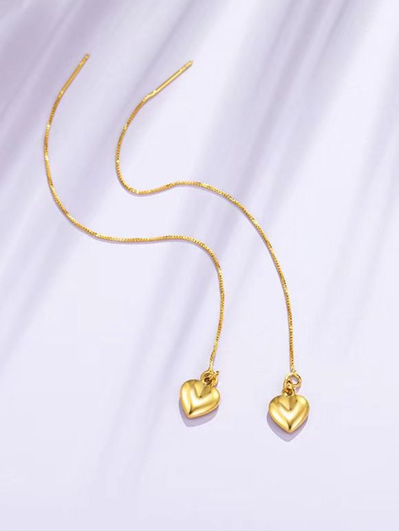 Boucles D'Oreilles Pendantes Embellies de Cœur en Métal - d'or 