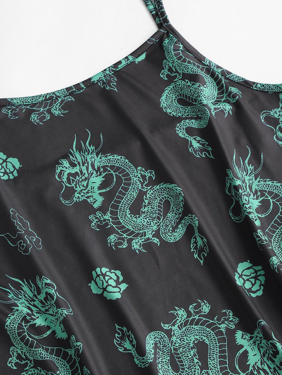 [35 OFF] 2021 Oriental Dragon Front Slit Plus Size Mini Dress In