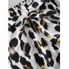 Plus Size Solid One Shoulder Top and Leopard Paperbag Shorts Set - multicolor 5XL