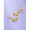 Boucles D'Oreilles Crochets Pendantes Motif Papillon Incrustées de Strass - d'or 